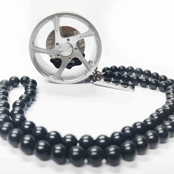 Silver Five Spoke Slanting Car Mirror Pendant Decoration Metal Wheel Hub Hanging Ornaments Auto Interior