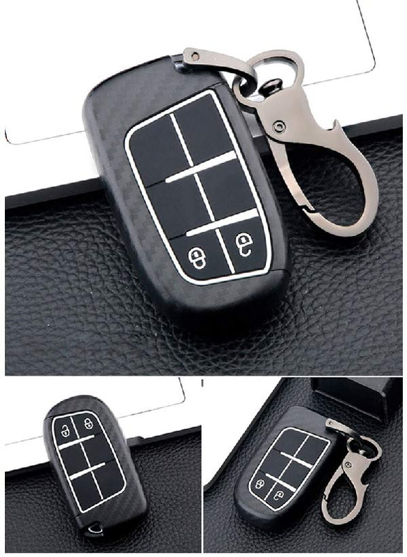 Jeep Compass 2 Button Flip Key ABS+Silicone Car Key Cover Case With Keychain