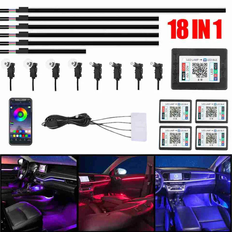 Automotive 64 Color RGB Symphony Car Ambient Interior LED Fiber Light