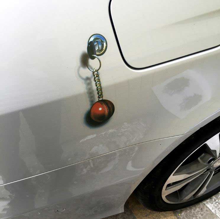 2pcs Ball Key Ring Vinyl Sticker Car Body Window SUV Door Helmet 3D Decals