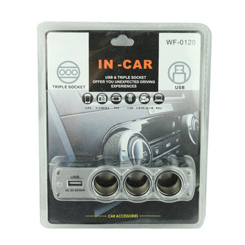 Wf-0120 USB Power Charger Supply With Triple Socket