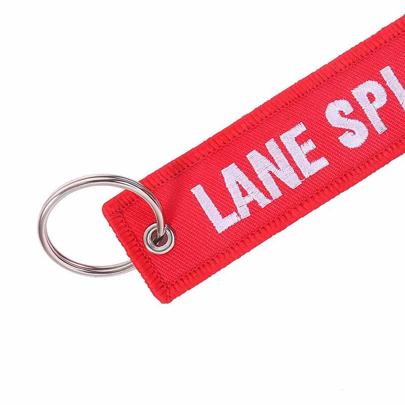 LANE SPLITTER Car Bike Embroidered Fabric Tag Strap Keyring Key Holder