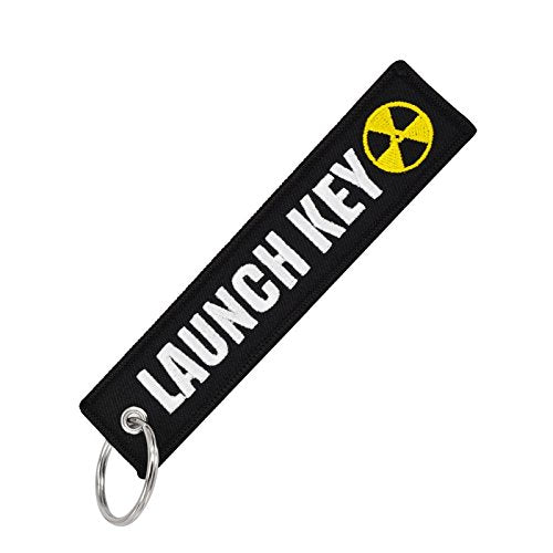LAUNCH KEY Car Bike Embroidered Fabric Tag Strap Keyring Key Holder