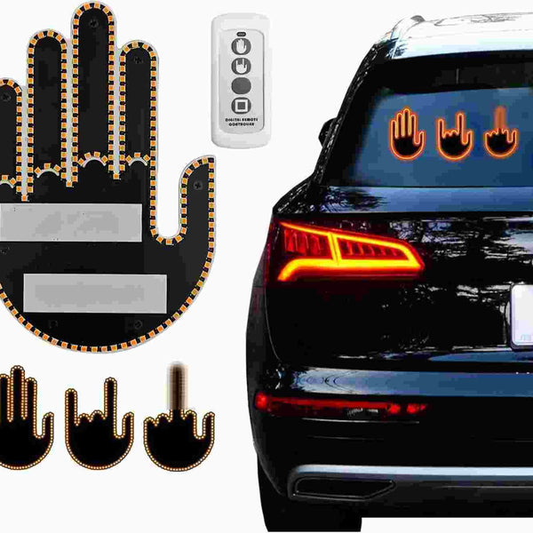 LED Illuminated Gesture Car Finger Light with Remote Hand Lamp(Battery Not Included)