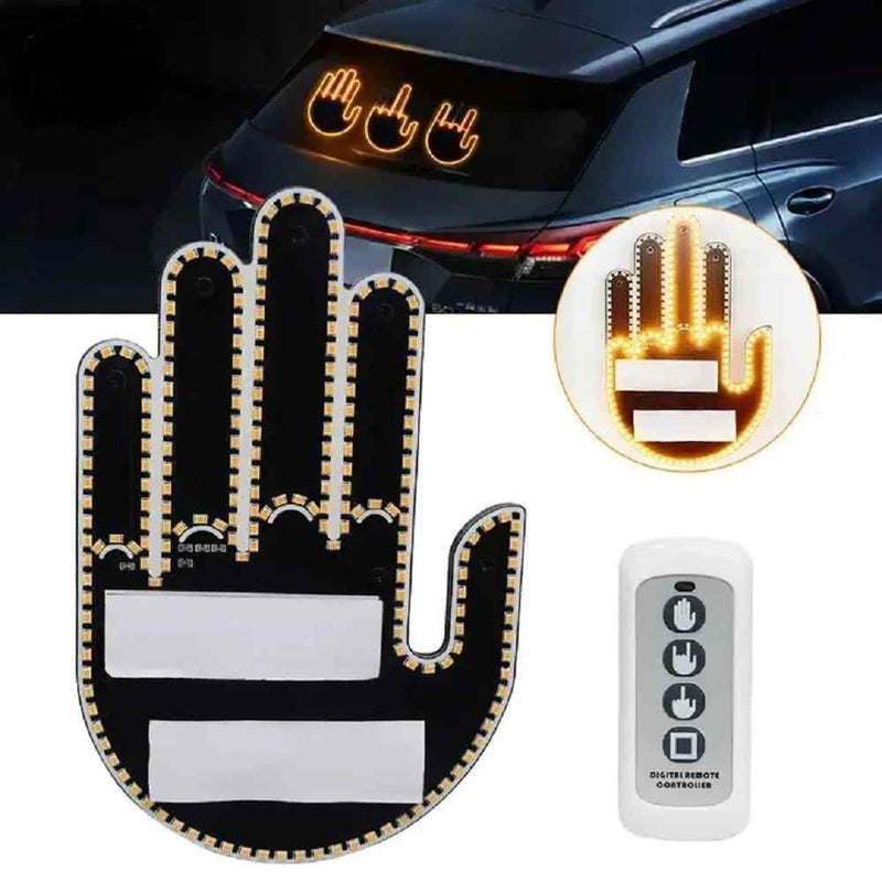 LED Illuminated Gesture Car Finger Light with Remote Hand Lamp(Battery Not Included)