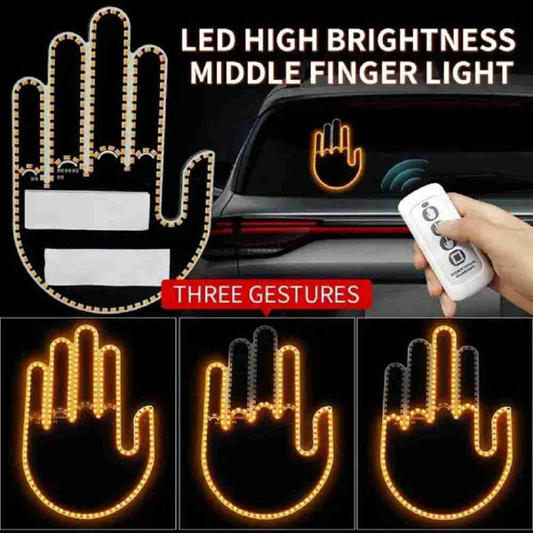 LED Illuminated Gesture Car Finger Light with Remote Hand Lamp(Battery Not Included)