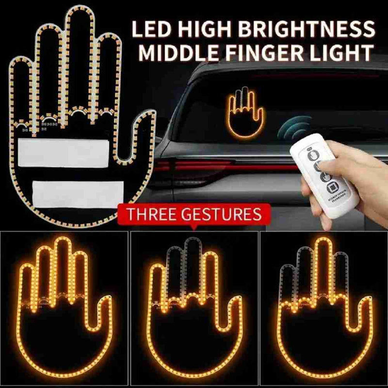 LED Illuminated Gesture Car Finger Light with Remote Hand Lamp(Battery Not Included)