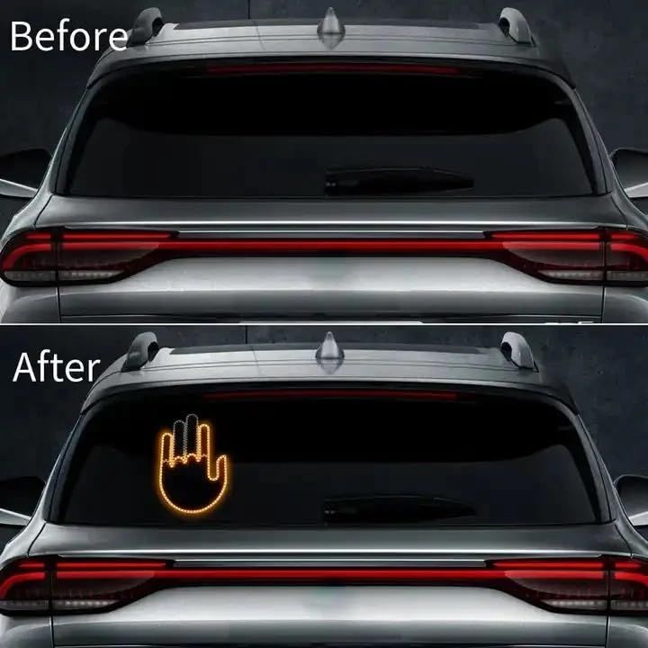 LED Illuminated Gesture Car Finger Light with Remote Hand Lamp(Battery Not Included)