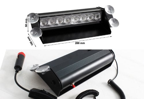 Universal Car Bright Police Style 8 LED Red Blue Strobe Light