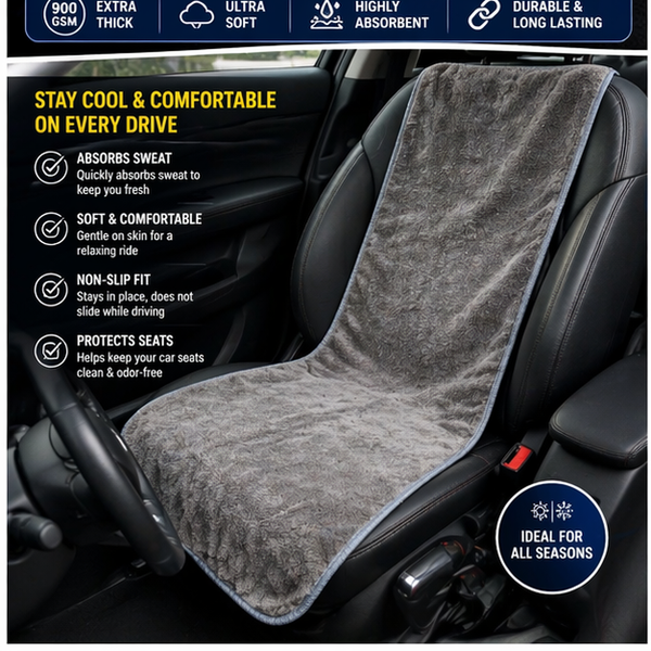 Ultra Premium 900 GSM Microfiber Car Seat Towel (60x90 cm) – Super Absorbent & Extra Thick