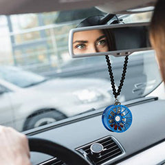 Multi Spoke Blue Car Mirror Pendant Decoration Metal Wheel Hub Hanging Ornaments Auto Interior