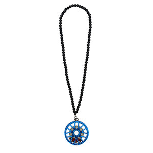 Multi Spoke Blue Car Mirror Pendant Decoration Metal Wheel Hub Hanging Ornaments Auto Interior