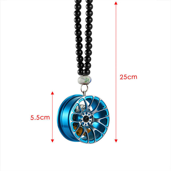 Multi Spoke Blue Car Mirror Pendant Decoration Metal Wheel Hub Hanging Ornaments Auto Interior