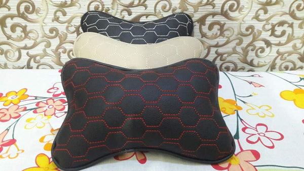 High Quality Universal Neck Pillow Head Rest Cushion Black & White (Set of 2 Pc)