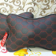 High Quality Universal Neck Pillow Head Rest Cushion Black & Red (Set of 2 Pc)