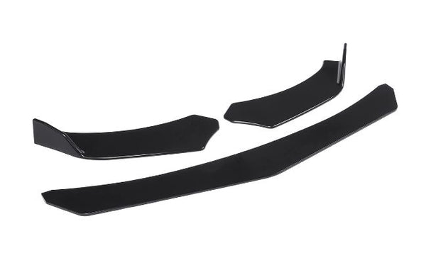 New 3pcs Car Universal Black Front Bumper Spoiler Lip Chin Up Body Kit Splitter