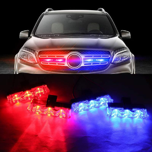 NEW 4X3 Wireless Remote LED Blue & Red Strobe Warning Lights Grille Police light For Car SUV Emergency Light Flashing Light DC 12V