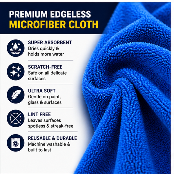 1pc Edgeless 30x40cm 600 GSM High Absorbency Microfiber Cleaning Cloth