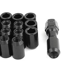 20 Pcs M12 x 1.5 Black Metal Hex Locking Lug Nuts Screw Anti-theft for Vehicles Car