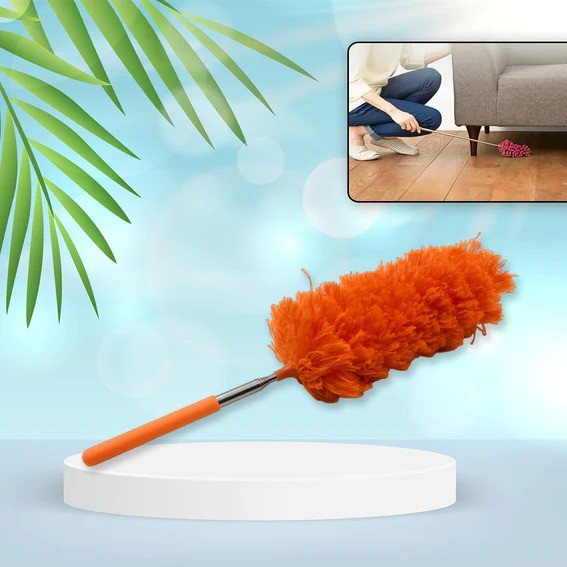 ORANGE COLOR ADJUSTABLE WASHABLE LONG HANDLE, MICROFIBER DUSTER FOR CLEANING CAR OFFICE AIR CONDITION