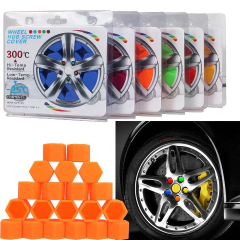 19mm 20pcs Universal Car Silicone Wheel Lugs Nuts Bolts Covers Protective Cap (Orange)