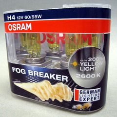 H4 OSRAM 12V 55W Fog Breaker 2600K Yellow Globes Fog Spot Light Bulb 2 pcs