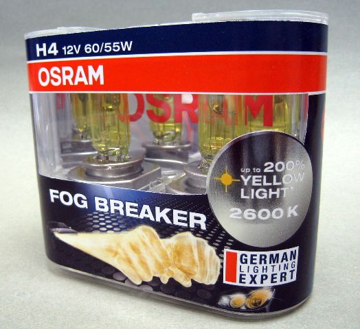 H4 OSRAM 12V 55W Fog Breaker 2600K Yellow Globes Fog Spot Light Bulb 2 pcs