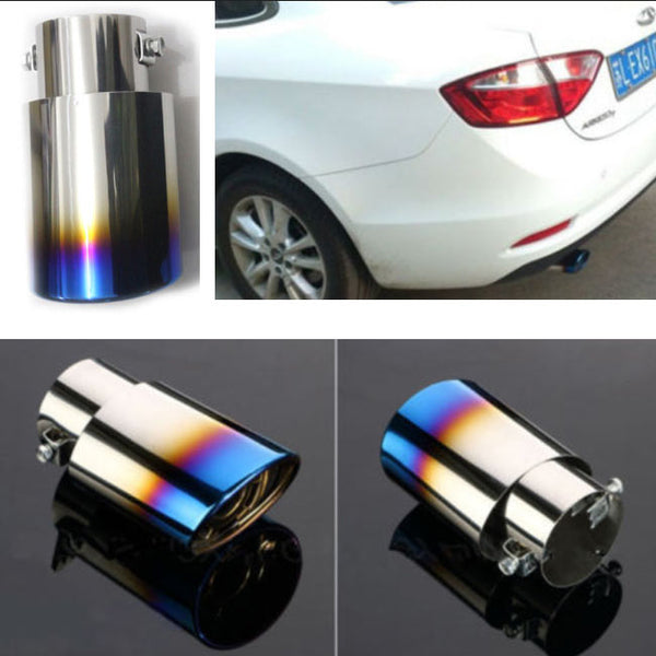 Oval Straight Burnt Titanium Car Stainless Steel Exhaust Tail Pipes Muffler