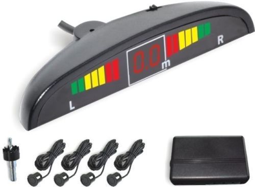 Car Reverse Parking 4 Sensor Security Led Display BLACK With DB Music & Display.