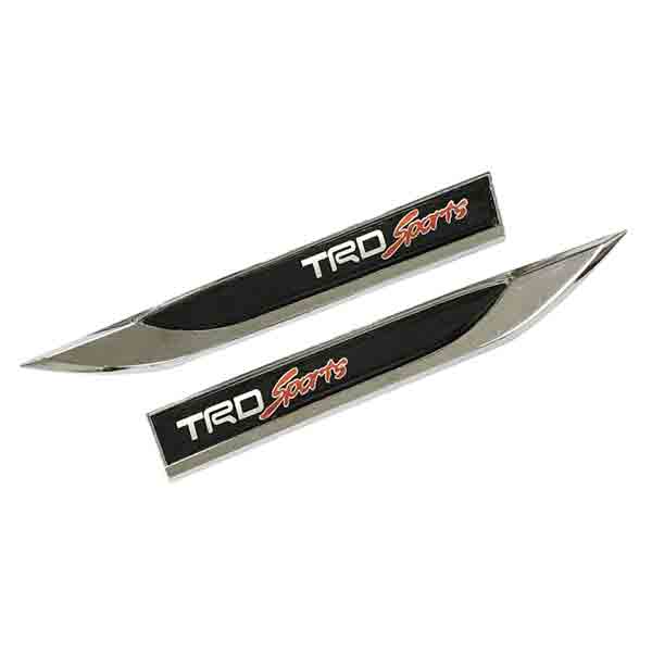 2Pcs Universal TRD Sports Logo Car Metal Alloy Body Side Fender Knife Emblem Stickers