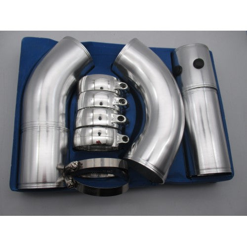 Universal Car Turbo Air Intake Pipe Kit 3 Inch (76mm) Aluminum Pipe with Silicone Hose & Clamps (5 Piece Set)