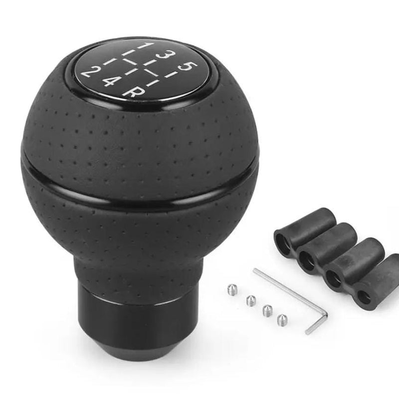 5 Speed Shifter Knob Ball Transmission Handle Car PU Leather Gear Stick Knob for Most Manual Automotive Vehicles -Silver