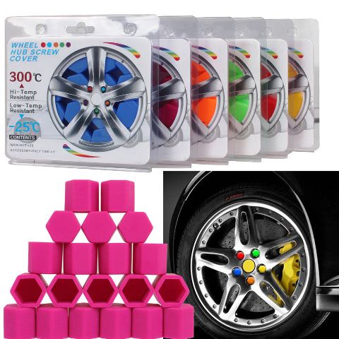 17mm 20pcs Universal Car Silicone Wheel Lugs Nuts Bolts Covers Protective Cap (Purple)