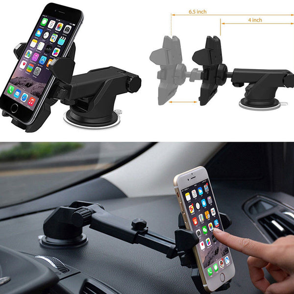 Quick Touch One Premium 360 Adjustable Car Mount Holder for All Smartphones, Random Color (3rd Generation, Black)
