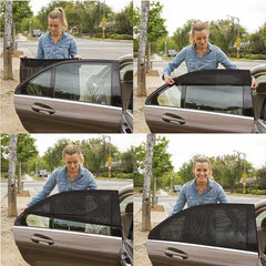 2pcs Rear Universal Car Shadesox Window Sun Shade Breathable Mesh Side Window Shade Sunshade UV Protection Curtains Fit for Most(95%) of Cars Cover Full Windows