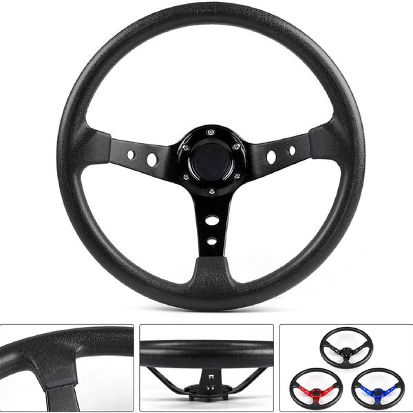 Red 14inch 350mm Racing PU Leather Steering Wheel Aluminum Alloy Deep Corn Dish Sport Drifting Steering Wheels Universal Suitable for car