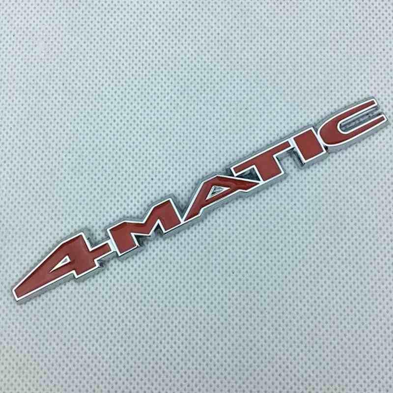 Red 4MATIC Chrome Metal Rear Trunk Letters Badge Emblem Sticker For Cars