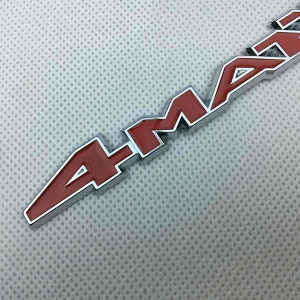 Red 4MATIC Chrome Metal Rear Trunk Letters Badge Emblem Sticker For Cars