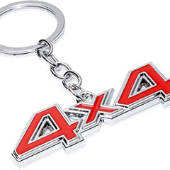 Red 4x4 Logo Chrome Metal Zinc Alloy Keychain For All Bikes And Cars