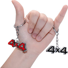 Red 4x4 Logo Chrome Metal Zinc Alloy Keychain For All Bikes And Cars