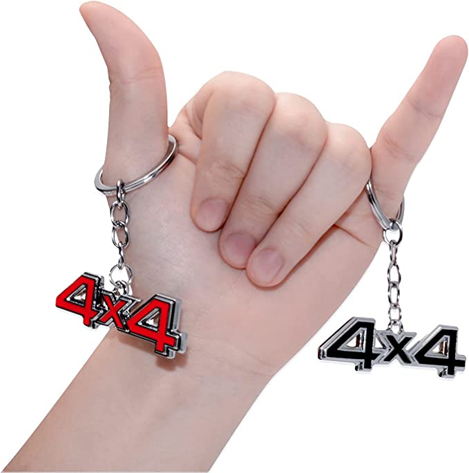 Red 4x4 Logo Chrome Metal Zinc Alloy Keychain For All Bikes And Cars