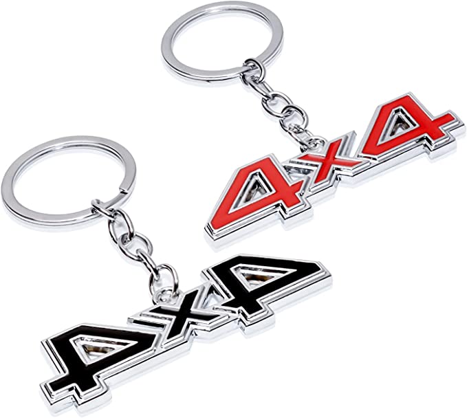 Red 4x4 Logo Chrome Metal Zinc Alloy Keychain For All Bikes And Cars