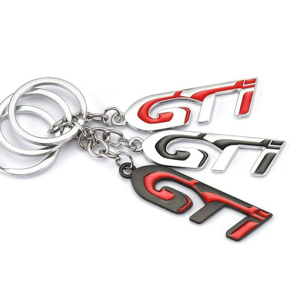 Red Black GTI 3D Logo Emblem Metal Keychain For Bikes And Cars