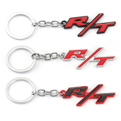 Red Black R/T 3D Logo Emblem Metal Keychain For Bikes And Cars