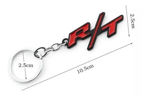 Red Black R/T 3D Logo Emblem Metal Keychain For Bikes And Cars