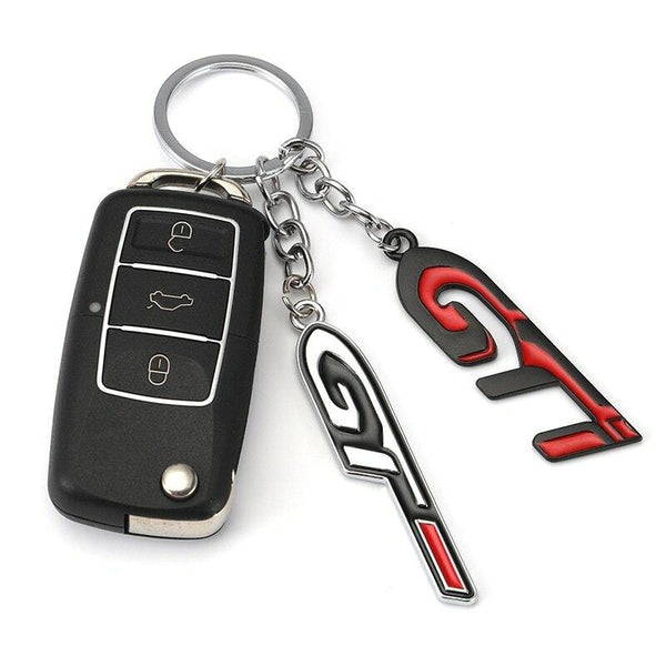 Red Chrome GTI 3D Logo Emblem Metal Keychain For Bikes And Cars