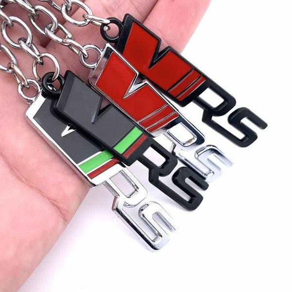 Red Chrome Silver VRS 3D Logo Emblem Metal Keychain For Bikes And Cars