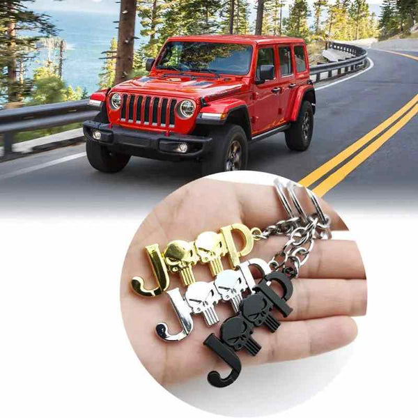 Red JEEP 3D Logo Emblem Metal Keychain For Bikes And Cars
