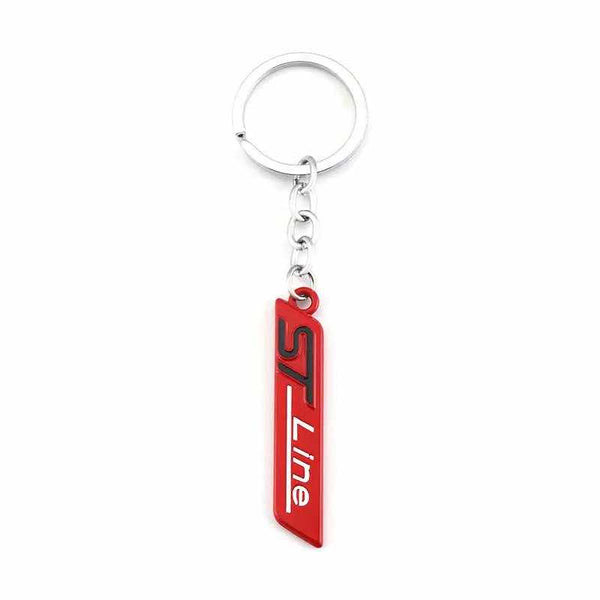 Red ST Line 3D Logo Emblem Metal Keychain For Bikes And Cars