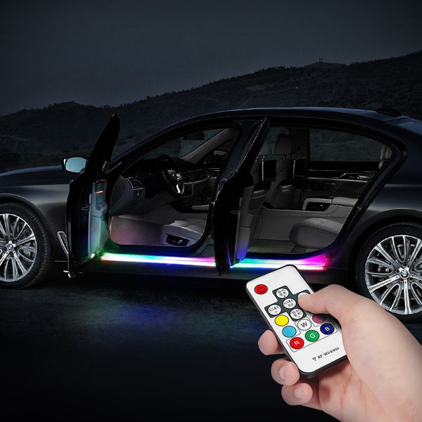2pcs Car LED 12V Door Welcome Lamp Light Universal Flexible Strip Remote Control